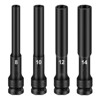 ลูกบล็อกยาวพิเศษ ลูกบ๊อกบล็อกลม ยาว128mm 1/2นิ้ 8,10,12,14mm Hex Shank impact socket