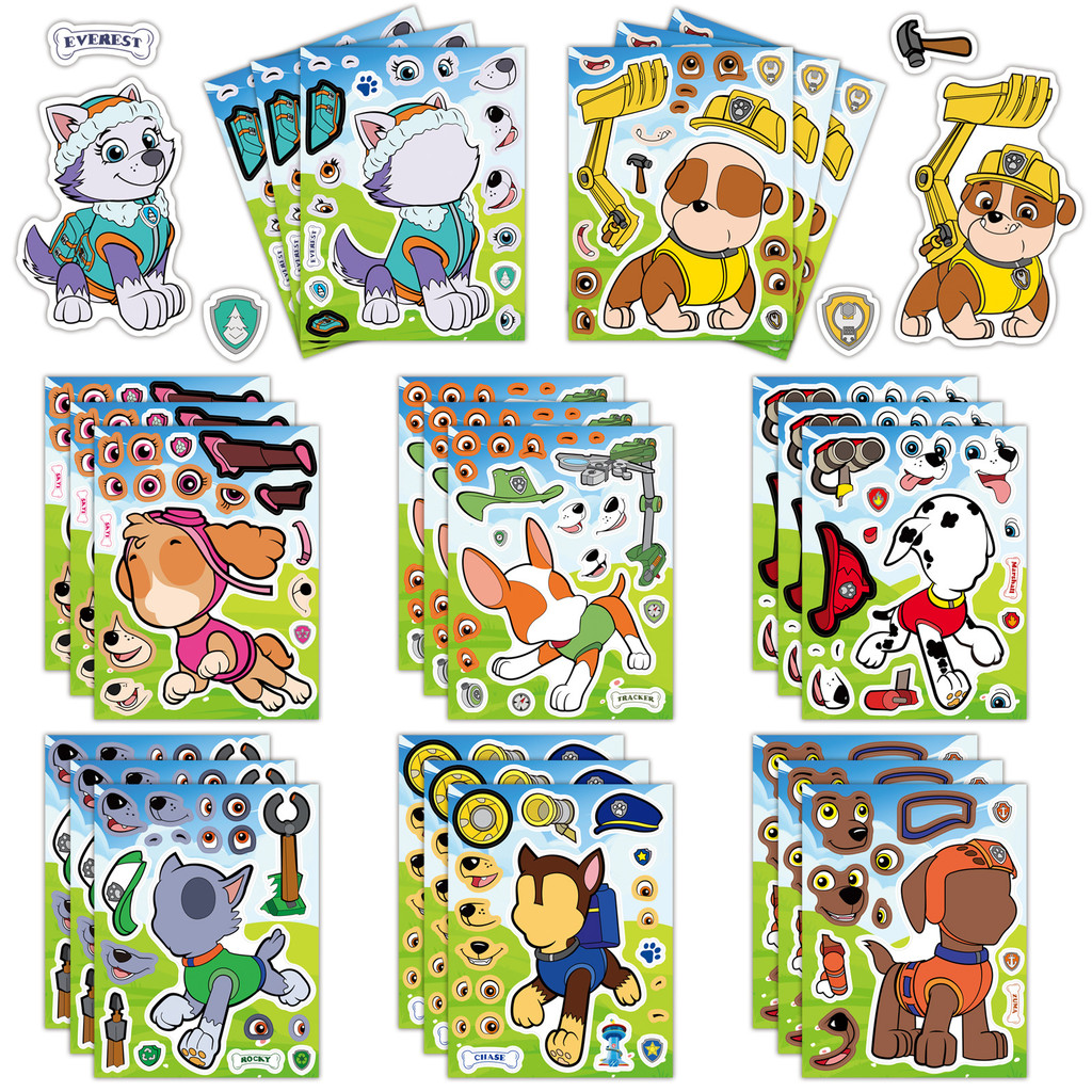 8 ชิ้นการ์ตูน PAW Patrol สติกเกอร์ปริศนาสําหรับตกแต่งเด็ก DIY สติกเกอร์กันน้ํา