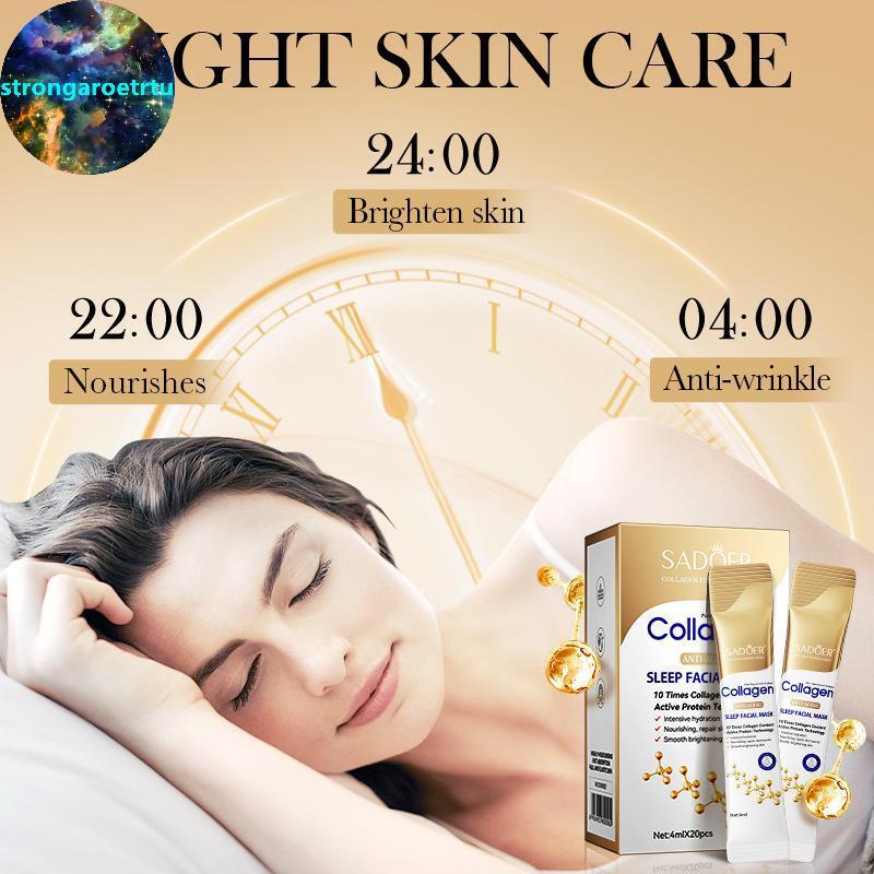 Strongaroetrtu 20pcs 4ml คอลลาเจน Sleeping Facial Masks Face Skincare Moisturizing Brightening Firmi
