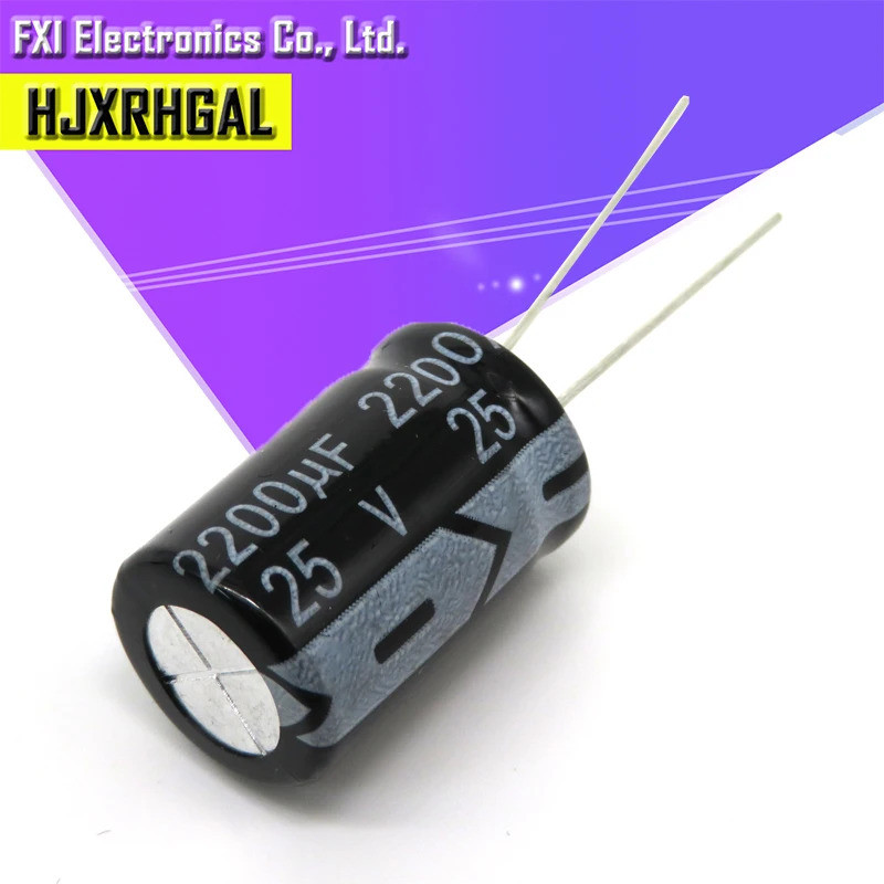 10PCS 25V2200UF 13*21 มม.25V 2200UF 13*21 Electrolytic capacitor ใหม่เดิม