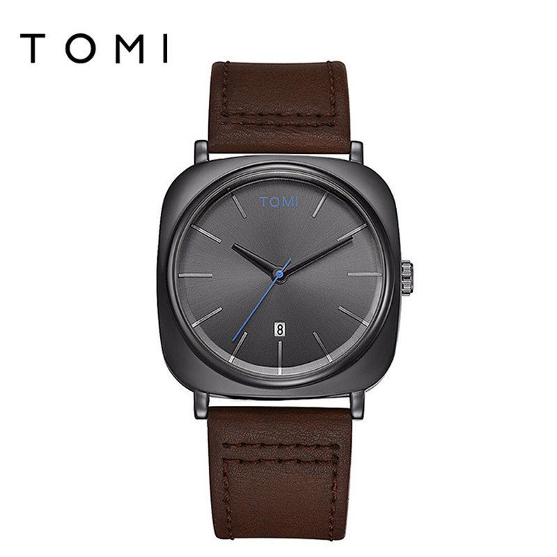 TOMI TOMI Square Calendar Quartz Watch Business Male Non-Mechanical Watch Fashion Korean Student Wat