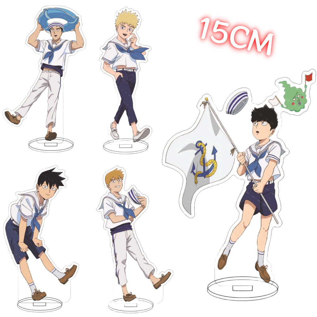 อะนิเมะใหม่ Mob Psycho 100 รูปอะคริลิคขาตั้ง Arataka รูปปั้นรุ่น Shigeo ตุ๊กตา Magic Theme Ritsu โต๊