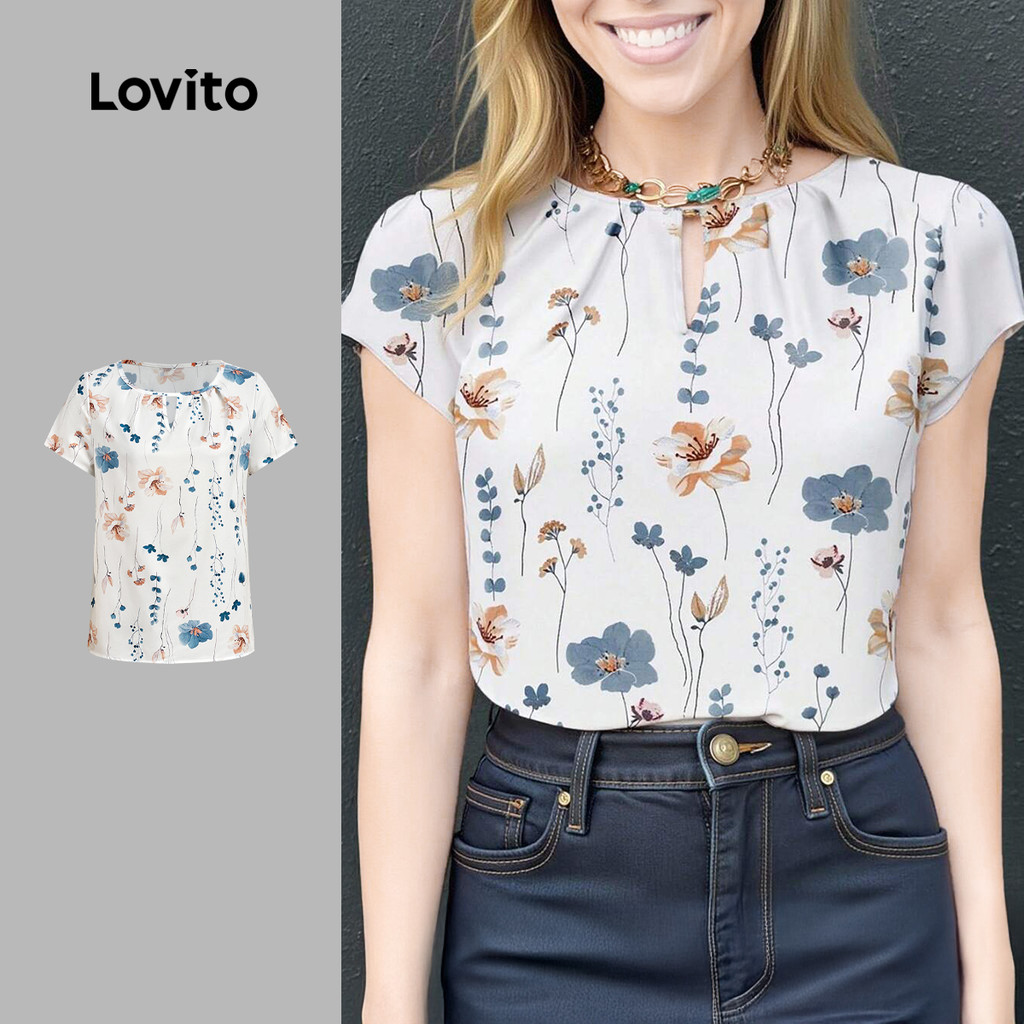 ท๊อปแขนสั้น แบบคอปกด้านหน้าเปิด และตัดเย็บแขนจีบ สไตล์ฤดูร้อน - BLB178PBD008