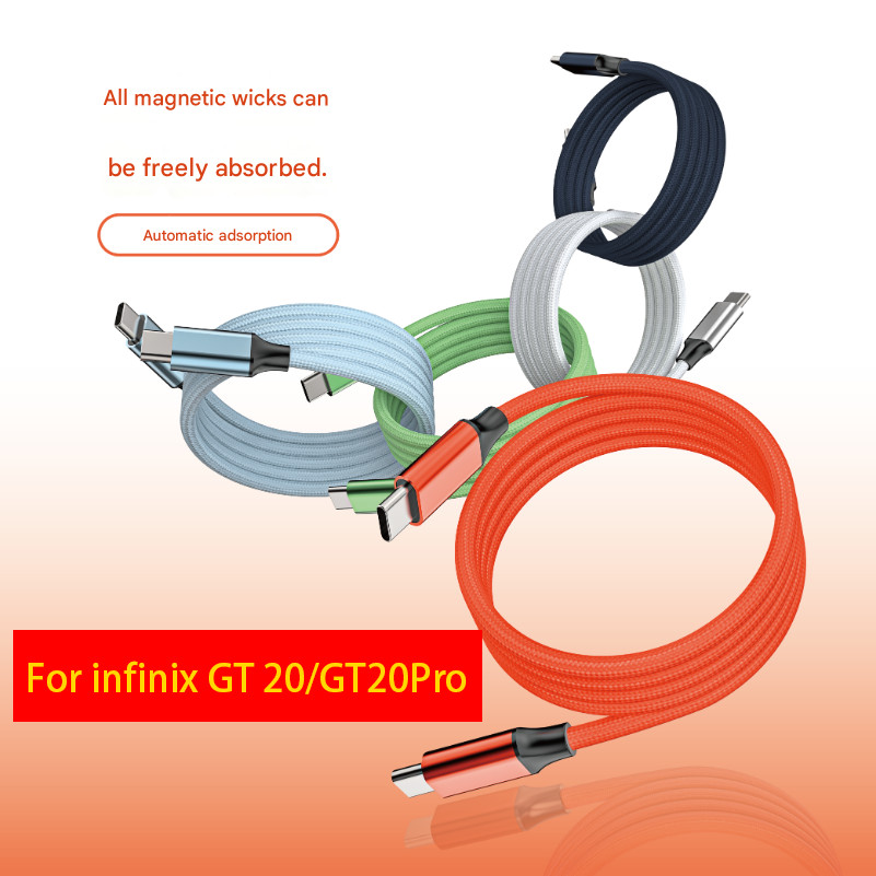 LIKAIYUE typec ถึง typec 100W การดูดซับแม่เหล็ก USB C สายชาร์จข้อมูลอย่างรวดเร็วสําหรับ infinix GT 2