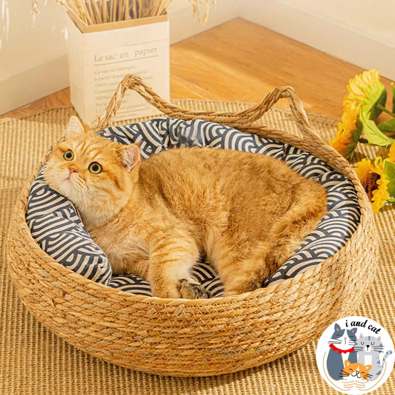 I&CAT🌿เบาะนอนแมว กระเช้าแมว เบาะนอนแมวสาน ที่นอนแบบสาน ที่นอนแมว ที่นอนแมว ฝนเล็บแมว