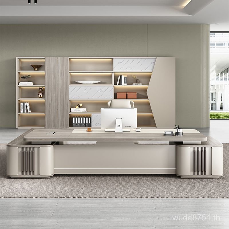 โต๊ะทํางานตารางบรรยากาศสํานักงานแสงรวมกันประธานหรูหราขนาดใหญ่โต๊ะทํางานแฟชั่นตารางผู้จัดงานโต๊ะเก้าอ