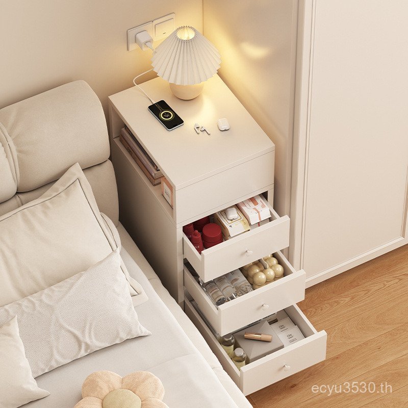 โมเดิร์นขนาดเล็กแคบห้องนอนด้านข้าง Ultra-Cabinet Simple Storage Simple Mobile Ultra-Narrow โต๊ะข้างเ