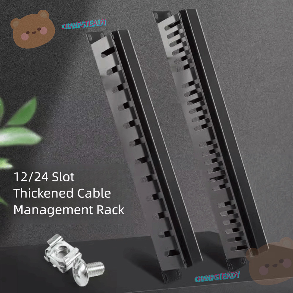 CHAMPSTEADY 19 นิ้ว Server Rack ที่เก็บสายไฟ, การจัดการสายเคเบิล 12/24 ช่อง 1U พร้อมฝาครอบกันฝุ่นแนวนอน Mount Cable Management Rack ศูนย์ตรวจสอบ