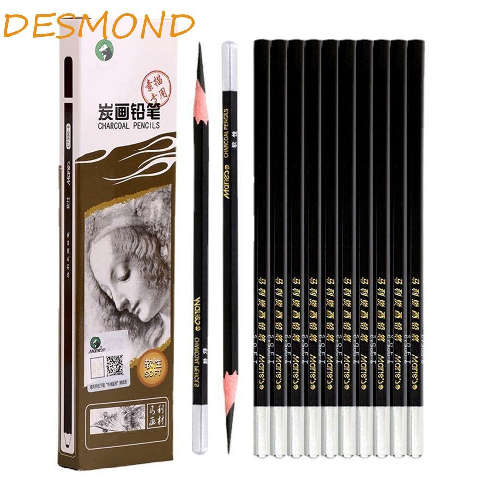DESMOND 12 ชิ้นดินสอดินสอสีดํา Soft Charcoal 3B 4B 5B 6B 12B 14B 12 ชิ้น/กล่อง Professional 2B ดินสอ