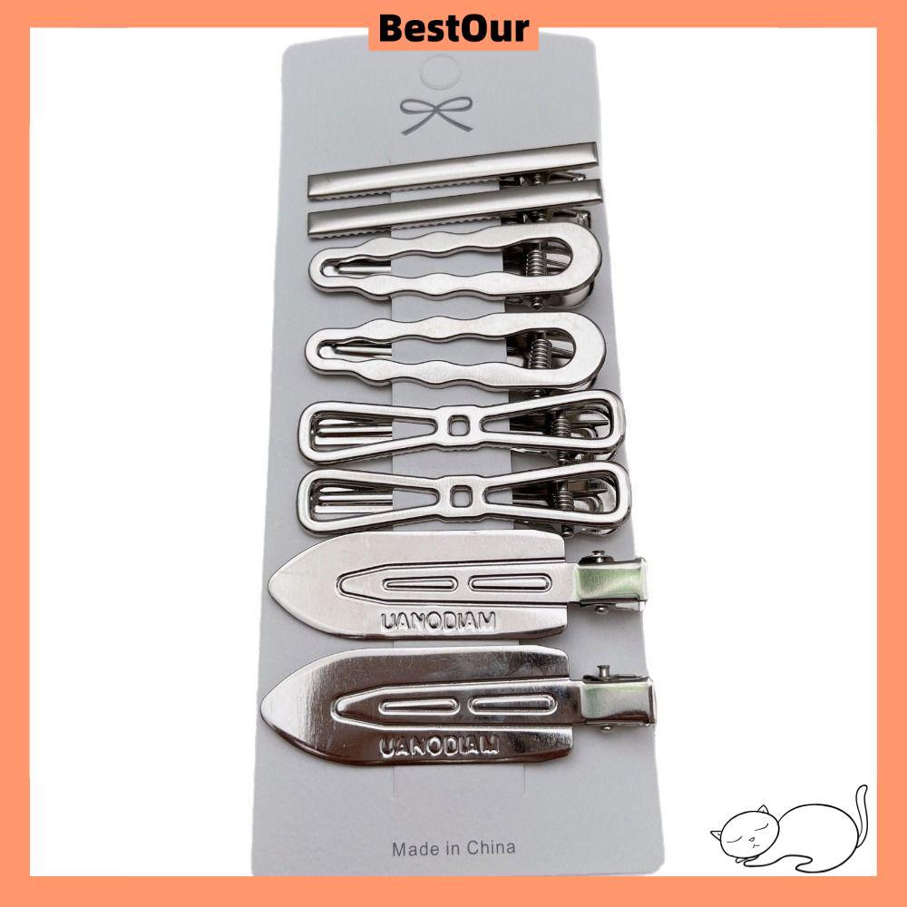 ชุดกิ๊บผม 8 ชิ้น BESTOUR สไตล์วินเทจเงิน ยุค Y2K สำหรับคนรักแฟชัน