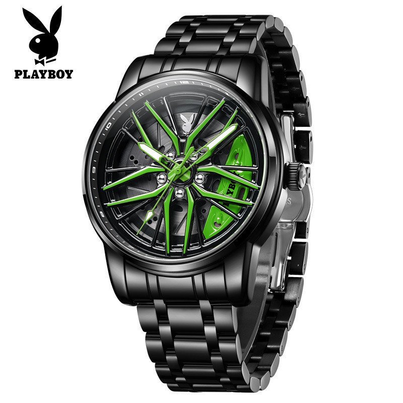 PLAYBOY Brand แท้ 100% 3522 Fashion Hollow Hub Mens Luminous Watch