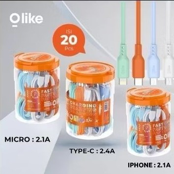 1 JAR CONTAINS 20 PCS ORIGINAL OlyIKE D306M MICRO USB 2.1A/ D306C TYPE -C 2.4A/ D306L IPHONE LIVE rj