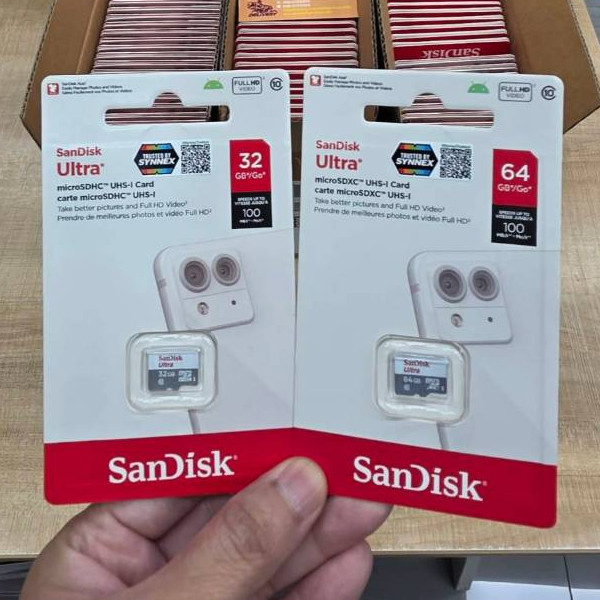 SanDisk -ของเเท้ MicroSD ความเร็ว #100MB/S ความจุ 32GB / 64GB Cl10 (SDSQUNR-032G-GN3MN, SDSQUNR-064G