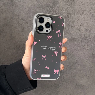 เคสไอโฟน 15 สำหรับ iPhone 17 13 11 16 15 14 12 Pro Max 7 8 Plus XR X XS หวานสีชมพูหวานสีชมพูลูกกวาดสีใหม่ 2 in 1 กำไลปก