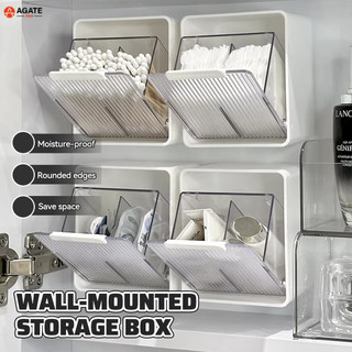 Bathroom Makeup Cotton Self-adhesive Box Hanging Cotton Swabs Makeup Organizer Flip Top Storage Box
