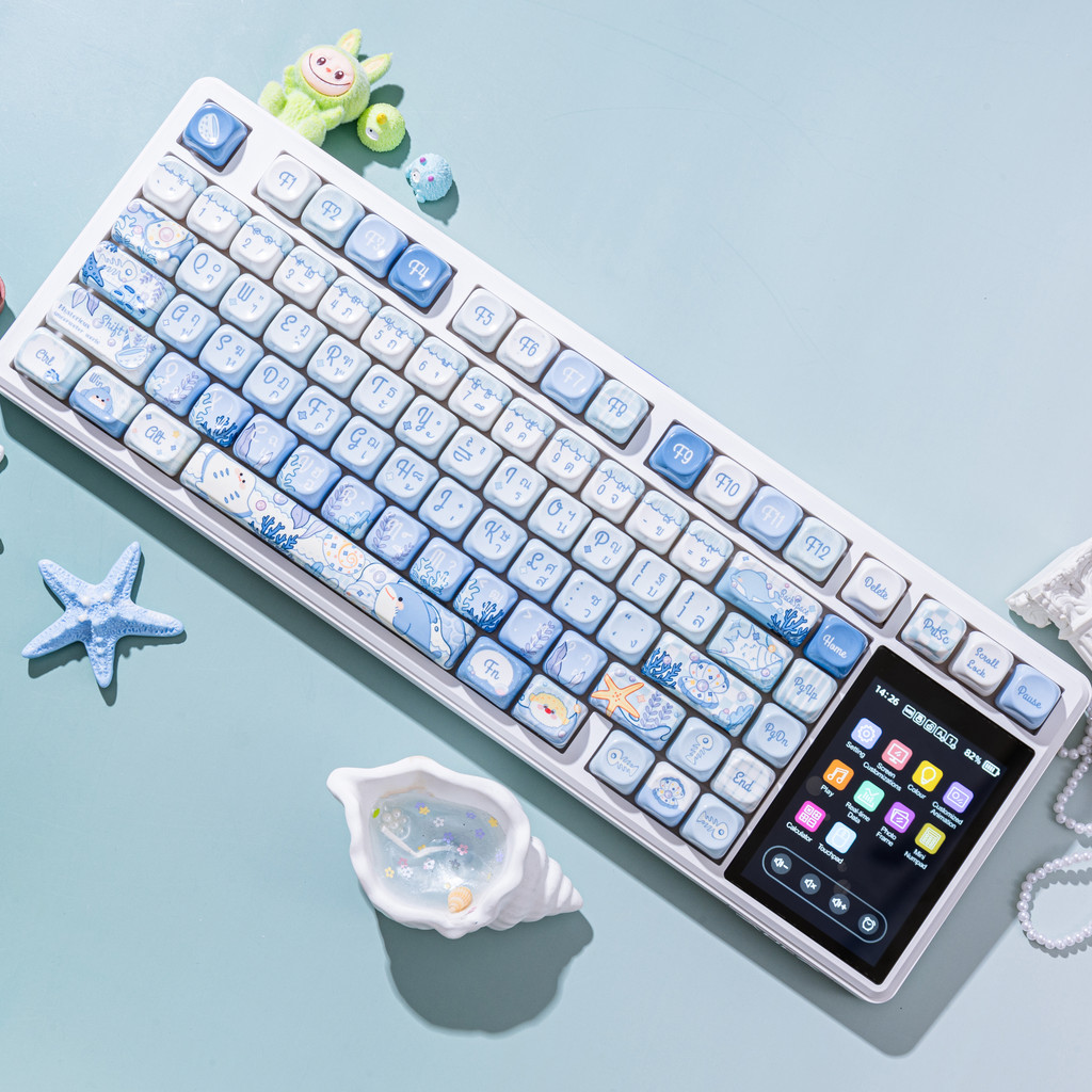 AULA L99 ภาษาไทยจอแสดงผลใหม่คีย์บอร์ดเกมหน้าจออัจฉริยะคีย์บอร์ดแบบกลไก 8000mAh การเชื่อมต่อ 3 โหมดสํ