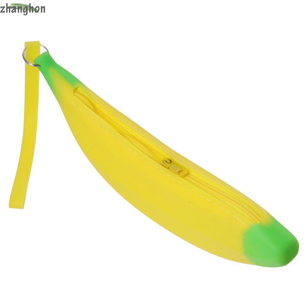 ZHANGHONG กระเป๋าปากกาซิลิโคน, 2.36*7.87 นิ้ว Banana Shape Banana Zero Wallet, Creative Yellow Silic