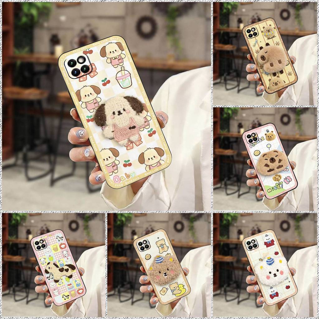 SAMSUNG น่ารักป้องกันฝุ่นสําหรับSamsung Galaxy A22 5G/SM-A226B/A22S/Buddyการ์ตูนสกปรกทนสามมิติซิลิโค