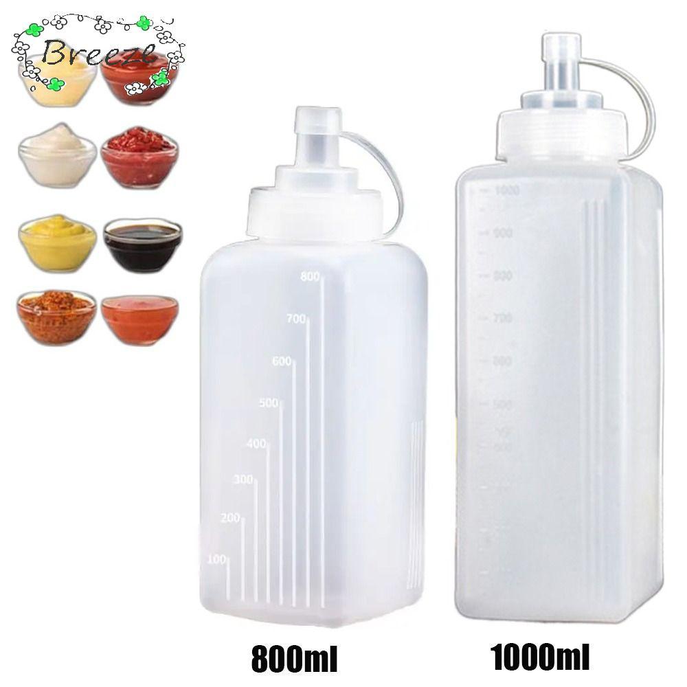 BREEZE 800/1000ml ขวดใส่เครื่องปรุง, ขวดบีบซอสกันฝุ่นป้องกันการรั่ว, ซอสน้ําส้มสายชู PE ขนมหวานอุปกร