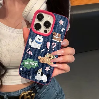 COD-ในไทย💥การ์ตูนลูกสุนัขลูกแมวหนังผิวสัมผัสนุ่ม เคส For IPhone 17 15 11 13 16 14 12 Pro Max 8 7 Plus 8Plus XR X XS Max