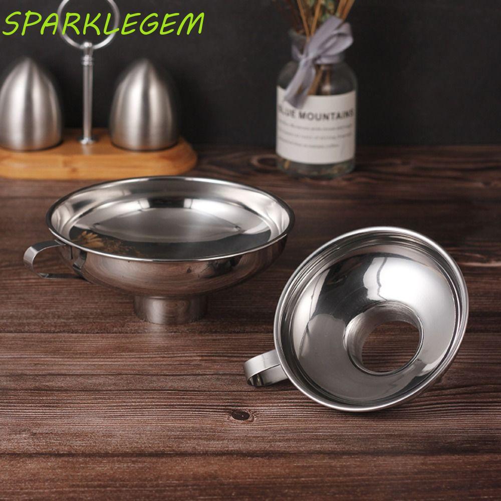 SPARKLEGEM Canning Funnel ปากกว้างสําหรับ Mason Jars ผงบรรจุขวดสแตนเลสกรองห้องครัว