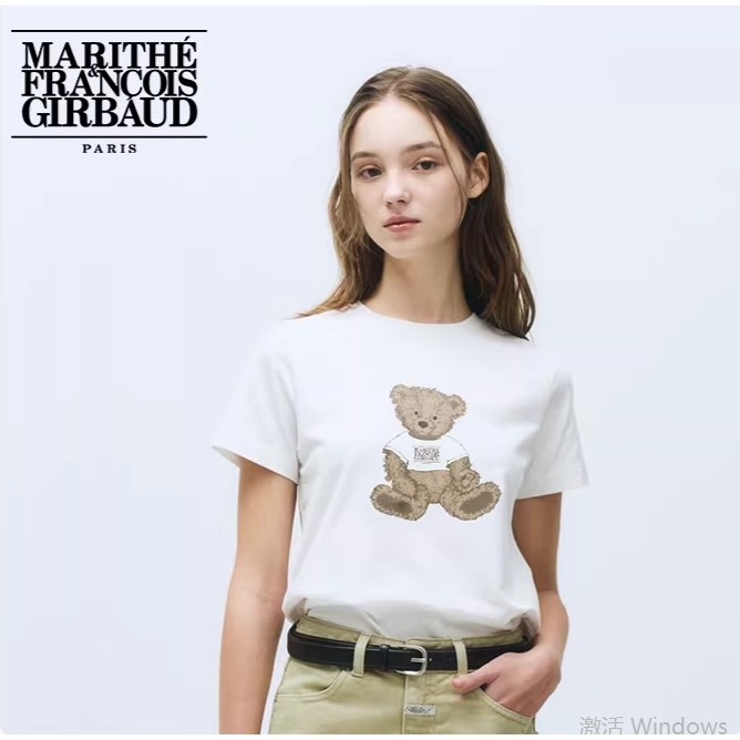 เสื้อยืดแขนสั้นพิมพ์ลายตุ๊กตาหมีน่ารัก มาริต์ห์ สไตล์ยูนิเซ็กส์