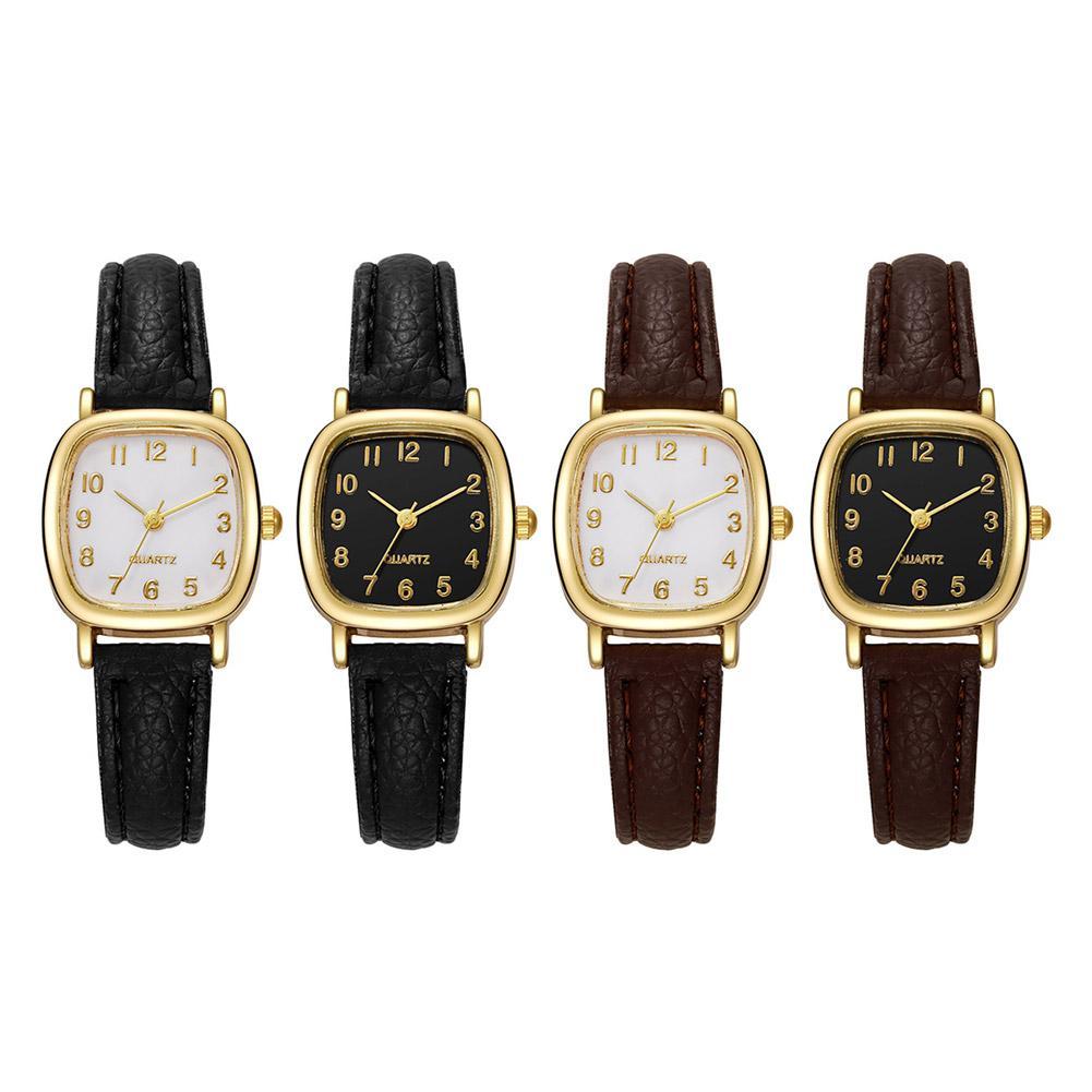 แฟชั่นนาฬิกาควอตซ์ Vintage Retro Square นาฬิกาข้อมือ N0I9 สําหรับผู้หญิง H7F8