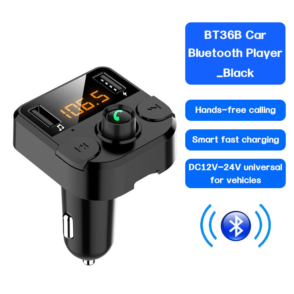 บลูทู ธ ตัวรับรถบลูทู ธ FM Transmitter เครื่องเล่น MP3 รถยนต์ BT36B-Black