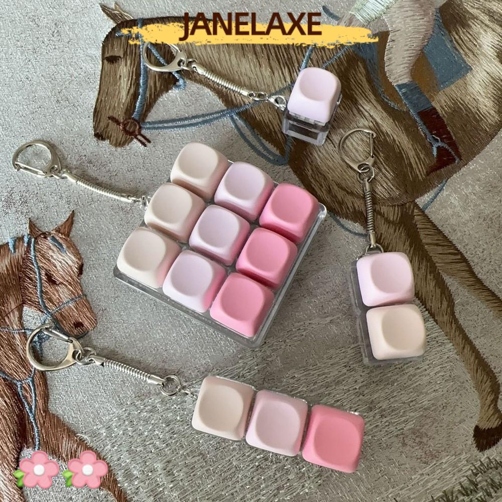JANELAXE932JN คีย์บอร์ดนิ้ว, 1/2/3/4/9 คีย์ปุ่ม Fidget พวงกุญแจ, ผ่อนคลาย Pass The Time Keycap Gadge