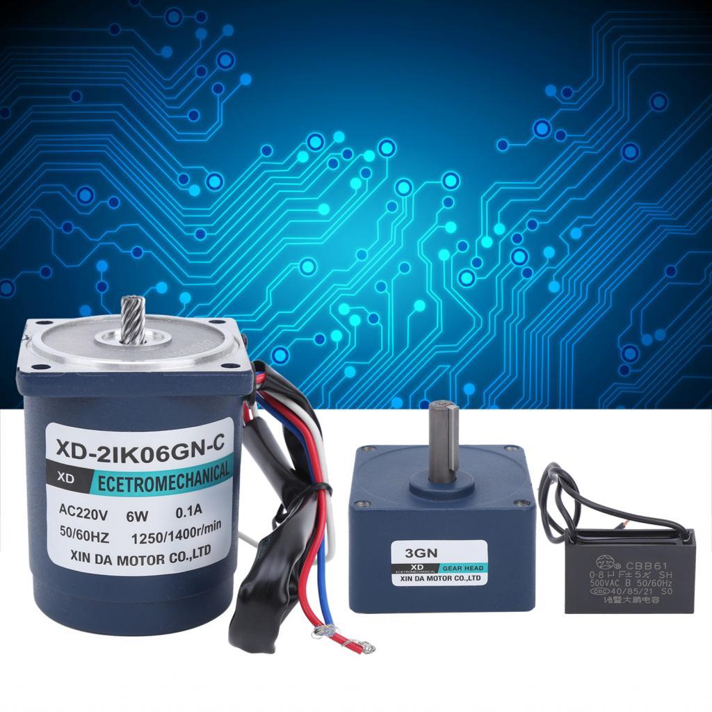 6W AC220V AC มอเตอร์ลดเกียร์ XD2IK06GN-C ตัวเก็บประจุกล่องความเร็วคงที่