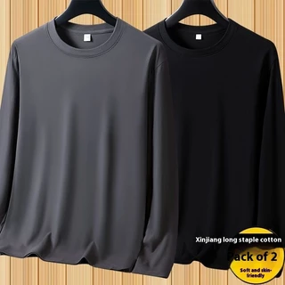 เสื้อยืดแขนยาวผู้ชาย ใส่สบายและนุ่ม ระบายอากาศได้ดี สไตล์ลำลอง