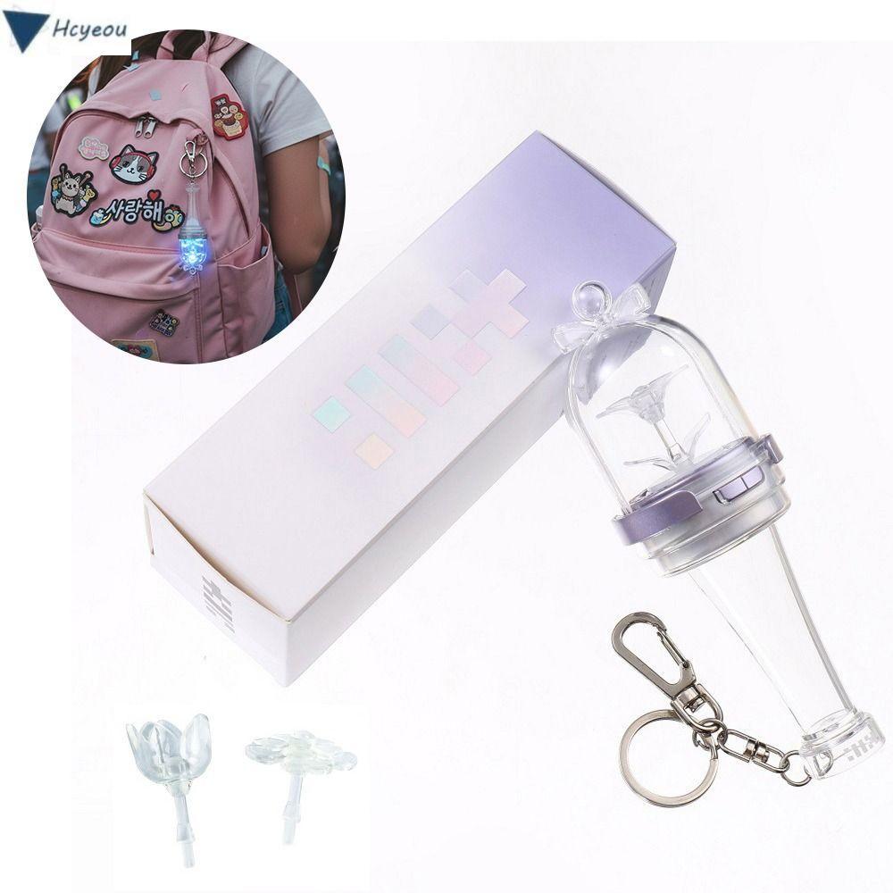 HCYEOU Mini Glow Stick, พวงกุญแจรุ่น Mini Kpop Idol Lightstick, พัดลมคอลเลกชันจี้ออกแบบเรืองแสงคุณสม