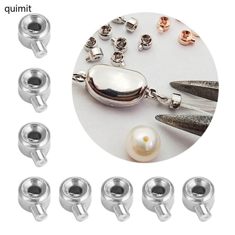 QUIM 20 ชิ้น Stopper Spacer ลูกปัด Crimp End ลูกปัดเหมาะสําหรับสร้อยข้อมือสร้อยคอ