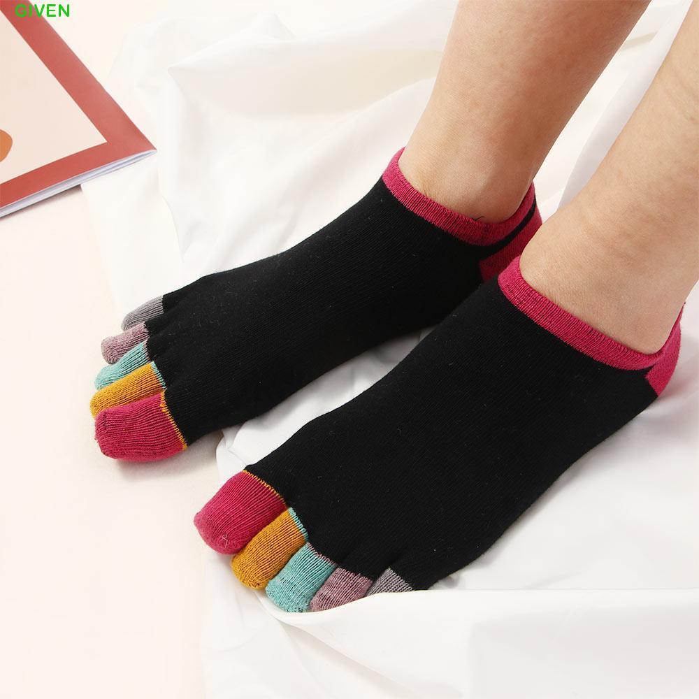 GIVEN Toe Socks Cotton Yoga Breathable Invisible Anti-slip Boat Socks
