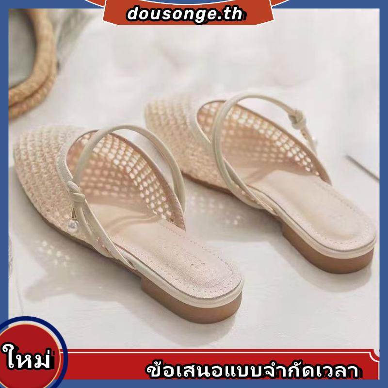 FOXER ผู้หญิงรองเท้าแตะตาข่ายกลวงสบายชายหาดกลางแจ้งรองเท้าแบนรองเท้าแตะสําหรับสุภาพสตรี