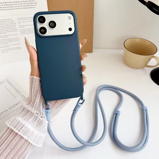 เคสโทรศัพท์ซิลิโคนพร้อมสายคล้องคอCrossbodyแบบปรับได้สําหรับIPhone 17 16 15 13 11 12 13 Pro Max PlusกันกระแทกDrop-proofปกหลัง