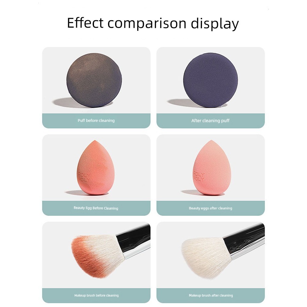 พัฟแป้งฝุ่น พัฟคุชชั่น Daiso Pupu Cleaner ของญี่ปุ่นแปรงล้างความงามแปรงแต่งหน้าไข่แปรงสำลีทูอินวันน้