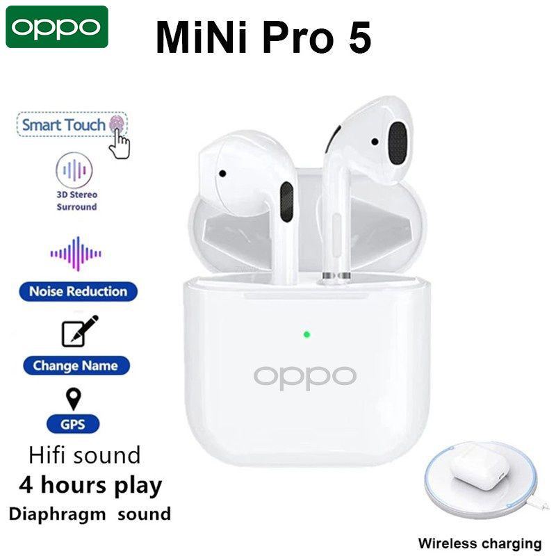 SFREE Shipping OPPO Pro5 TWS หูฟังบลูทูธไร้สายหูฟังบลูทูธ Touch Control 9d ชุดหูฟังสเตอริโอ Build-in