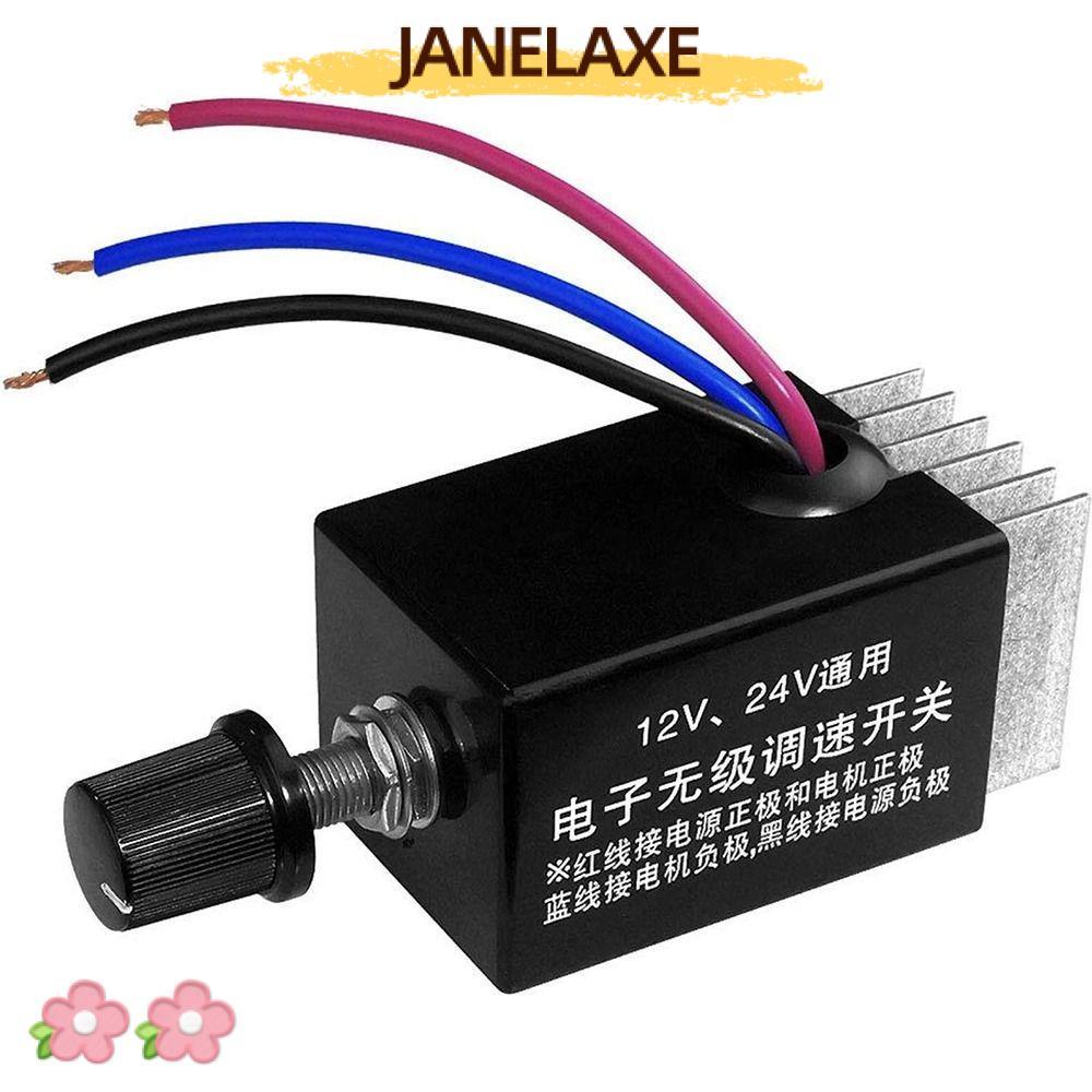 JANELAXE932JN สวิตช์ระเบียบ, ตัวควบคุมความเร็วมอเตอร์สีดํา 10A, Universal DC 12V 24V ตัวควบคุมพัดลมรถบรรทุกพัดลมควบคุมเครื่องทําความร้อน