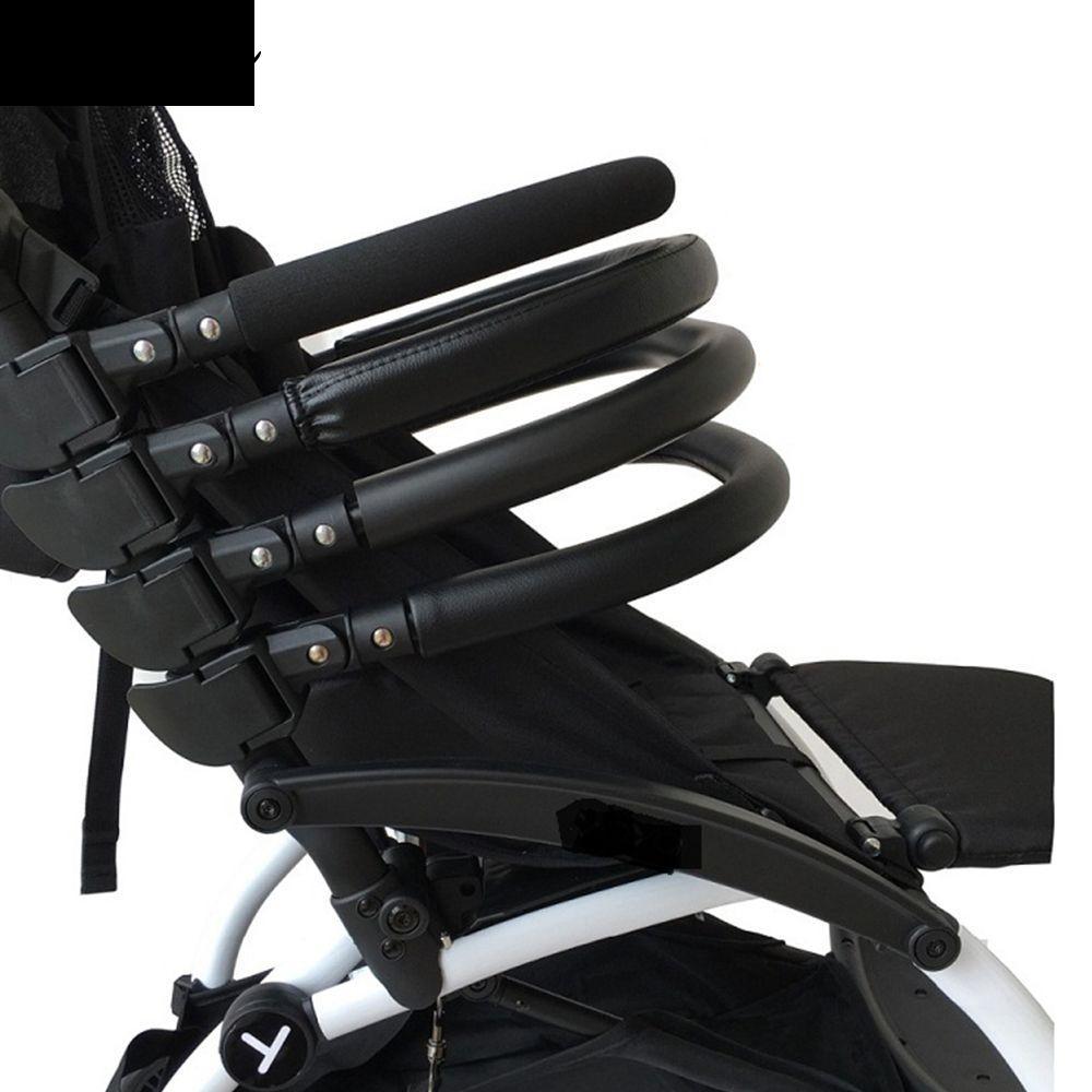 QQMALL Armrest Bumper Bar OX ผ้าซิปเคลือบเงาสีทึบ Handlebar PU Pushchair กันชนหน้า