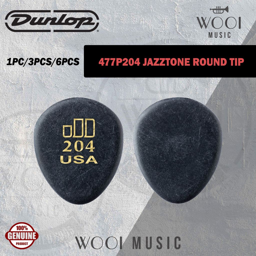Jim Dunlop 577P204 JazztoneTM Round Tip Guitar Pick - 2.08mm (1 ชิ้น/3 ชิ้น/6 ชิ้น)