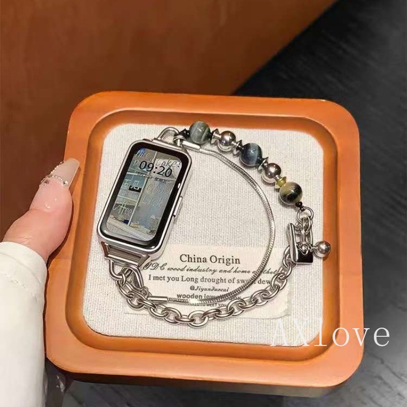 สายรัดสําหรับ Huawei Band 11 Pro 10 9 8 โซ่งูสร้อยข้อมือสแตนเลสแฟชั่นสําหรับ Huawei Watch Fit 3 4pro สายรัดข้อมือ