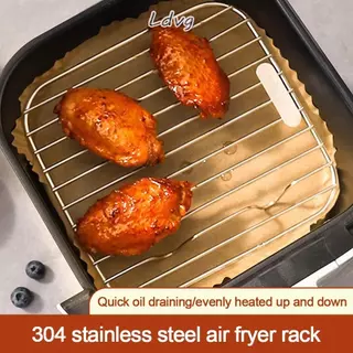 LDVG ทําอาหารหม้อ,เท้ารอบสแควร์ Air Fryer Rack,แบบพกพา 304 สแตนเลส Thicken Steam Baking Rack Home Kitchen เตาอบ Steamer Cooker