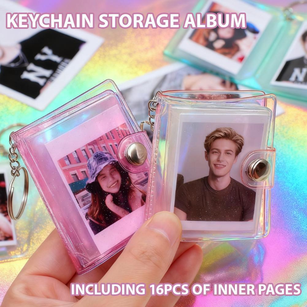 Pvc Mini Photo Album พวงกุญแจกระเป๋าใส่หน้าอัลบั้มสําหรับ Id Photos Storage อัลบั้ม H1s0