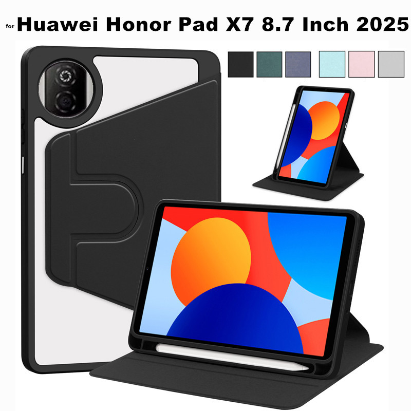 สําหรับ Honor Pad X7 8.7 นิ้ว 2025 JMS-W09 JMS-L09 อะคริลิค 360° ขาตั้งหมุน 360 องศา พร้อมช่องใส่ปากกา เคสแท็บเล็ต 031