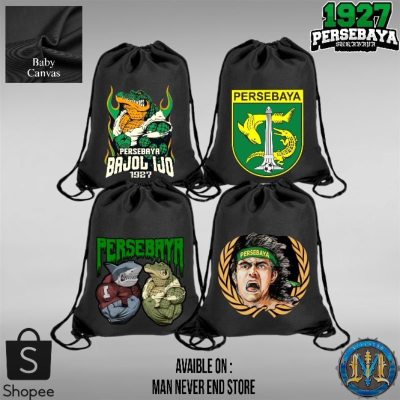 Persebaya Surabaya Sports Twill Canvas String Bag / Gymsack Baby Canvas Twill Sports Club Bonek Draw