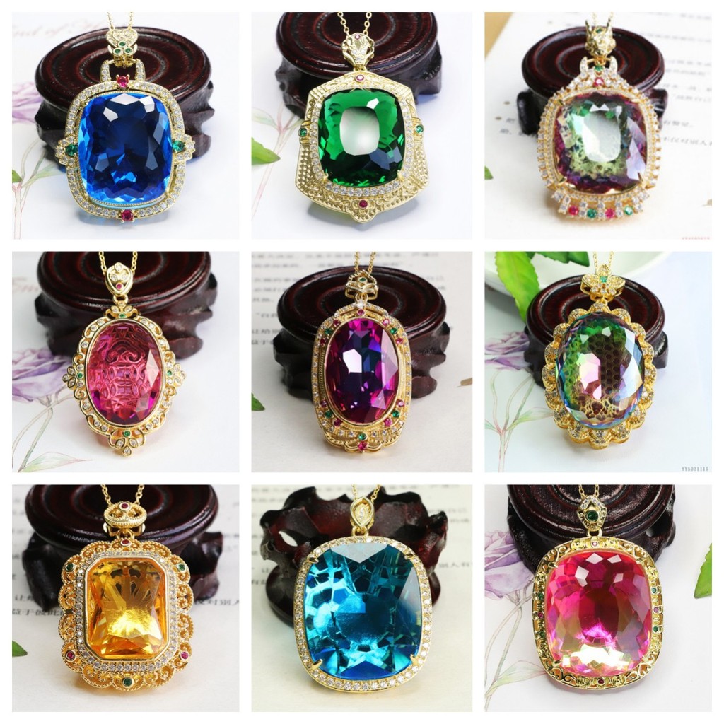 Aiyu Strobe จี้แก้วสีม่วงสร้อยคอแก้วเครื่องประดับแฟชั่น S kaixiao001.vn20260312