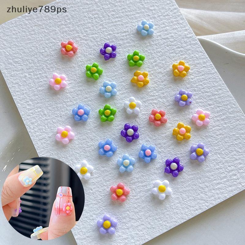 Zuliye789ps 50 ชิ้นดอกไม้เล็กๆเล็บ Charms 3D เรซิ่น 5 รูปที่ 4