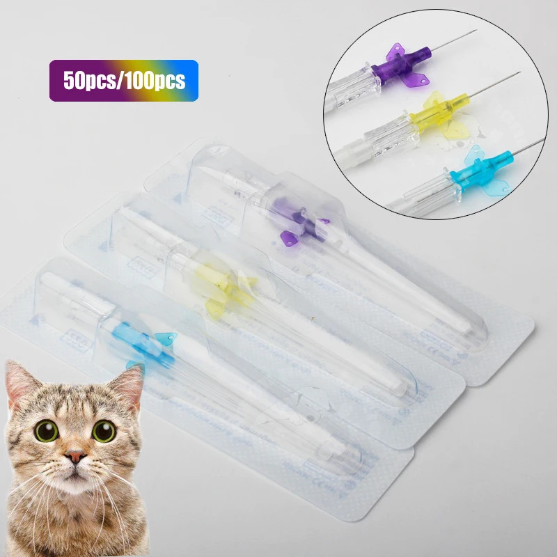 สายสวนฉีด IV แบบใช้แล้วทิ้ง Intravenous มีปีก 22G 24G 26G Veterinary Small Winged IV Cannula