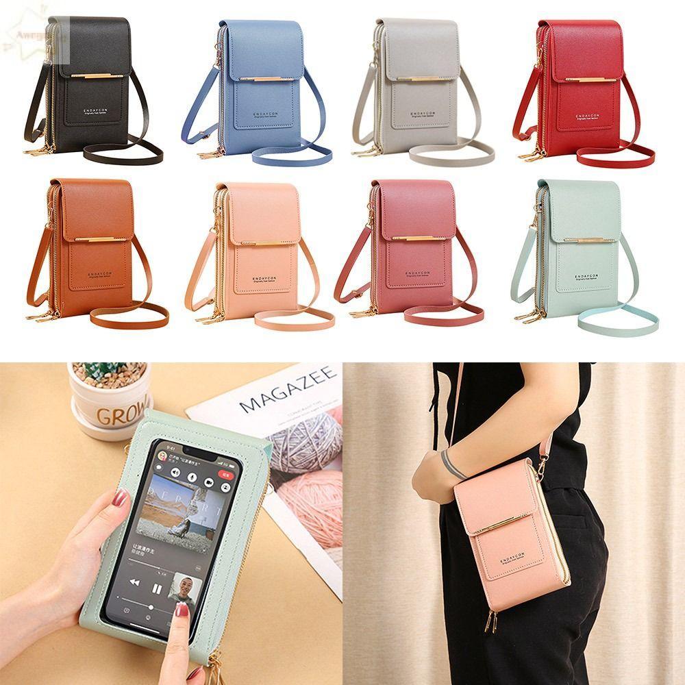 AWNGD RFID กระเป๋ากันขโมยสมาร์ทโฟน RFID กระเป๋าสะพายข้างผู้หญิง